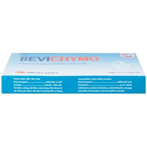 Thuốc Bevichymo Chymotrypsin 8400 Usp Mediplantex giảm đau, hạ sốt và kháng viêm (1 vỉ x 12 viên)