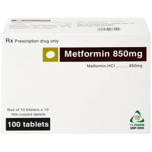 Thuốc Metformin 850mg TV.Pharm điều trị bệnh đái tháo đường (10 vỉ x 10 viên)