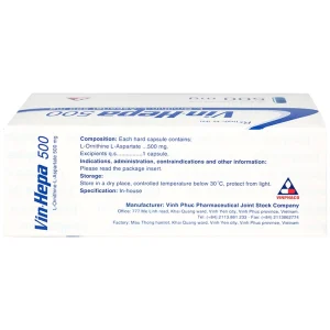 Thuốc Vin-Hepa 500 Vinphaco điều trị các bệnh lý ở gan (6 vỉ x 10 viên)
