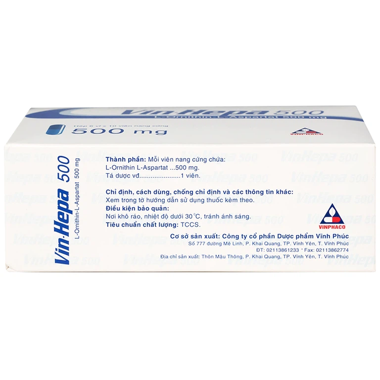 Thuốc Vin-Hepa 500 Vinphaco điều trị các bệnh lý ở gan (6 vỉ x 10 viên)