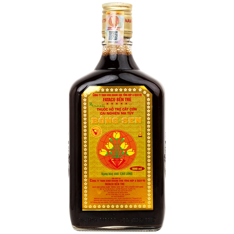 Thuốc nước uống Bông Sen 500ml Fataco hỗ trợ cắt cơn cai nghiện ma túy (4 chai)