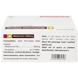 Thuốc Metformin 500mg TV Pharm điều trị đái tháo đường (10 vỉ x 10 viên)