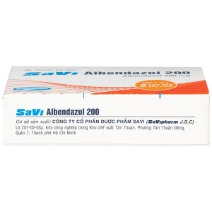 Thuốc SaVi Albendazol 200 điều trị nhiễm ấu trùng sán lợn có tổn thương não (1 vỉ x 2 viên)
