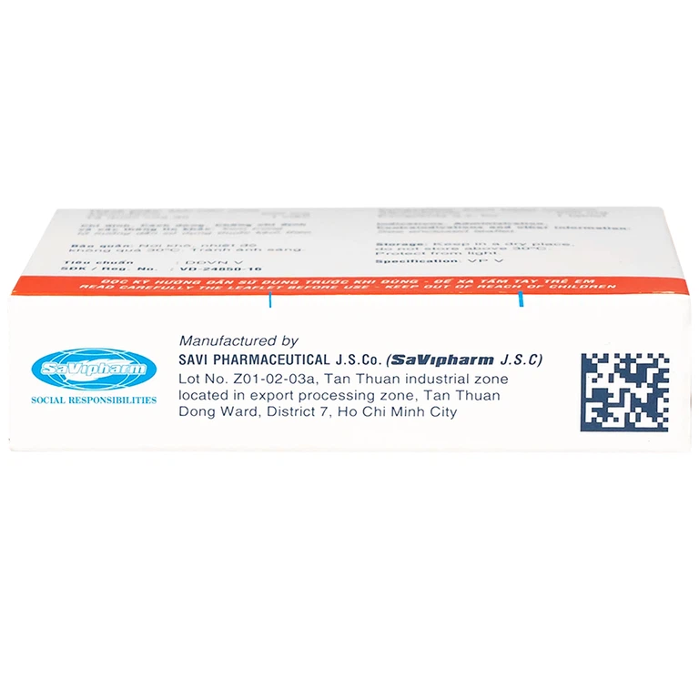 Thuốc SaVi Albendazol 200 điều trị nhiễm ấu trùng sán lợn có tổn thương não (1 vỉ x 2 viên)
