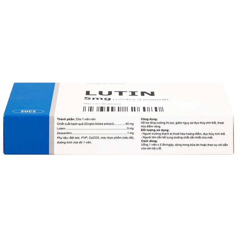 Viên uống Lutin 5mg Sucs hỗ trợ tăng cường thị lực, giảm nguy cơ đục thủy tinh thể, thoái hóa điểm vàng