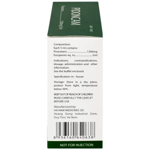 Thuốc Pidoncam 1200mg/5ml Hà Nam điều trị triệu chứng chóng mặt, suy giảm trí nhớ (20 ống x 10ml)