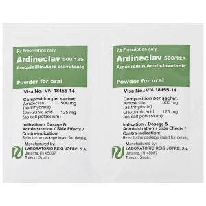 Bột pha hỗn dịch uống Ardineclav 500/125 Laboratorio Reig Jofre điều trị ngắn ngày nhiễm khuẩn (12 gói)