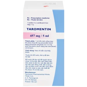 Bột hỗn dịch uống Taromentin 457mg/5ml điều trị nhiễm trùng viêm xoang, tai giữa, đường hô hấp (12.6g)