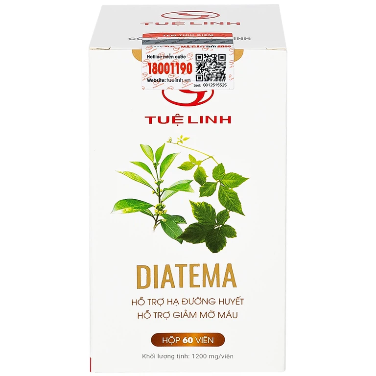 Viên uống Diatema Tuệ Linh hỗ trợ hạ đường huyết, giảm mỡ máu (60 viên)