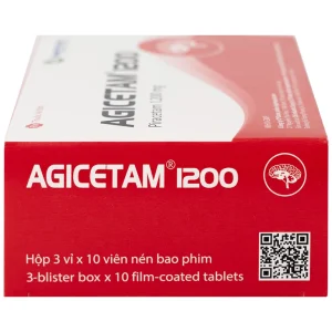 Thuốc Agicetam 1200 Agimexpharm điều trị chóng mặt, suy giảm trí nhớ, đột quỵ do thiếu máu cục bộ cấp (3 vỉ x 10 viên)