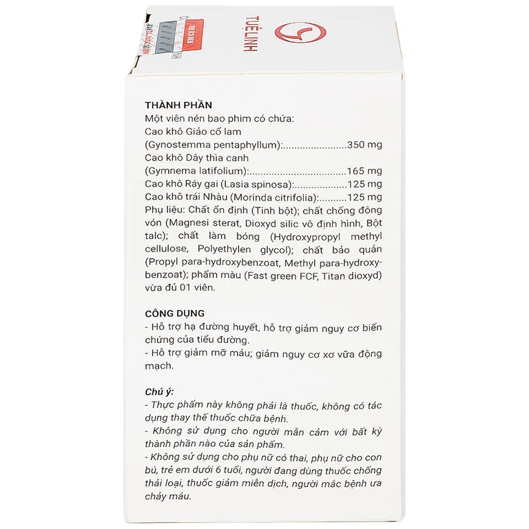 Viên uống Diatema Tuệ Linh hỗ trợ hạ đường huyết, giảm mỡ máu (60 viên)