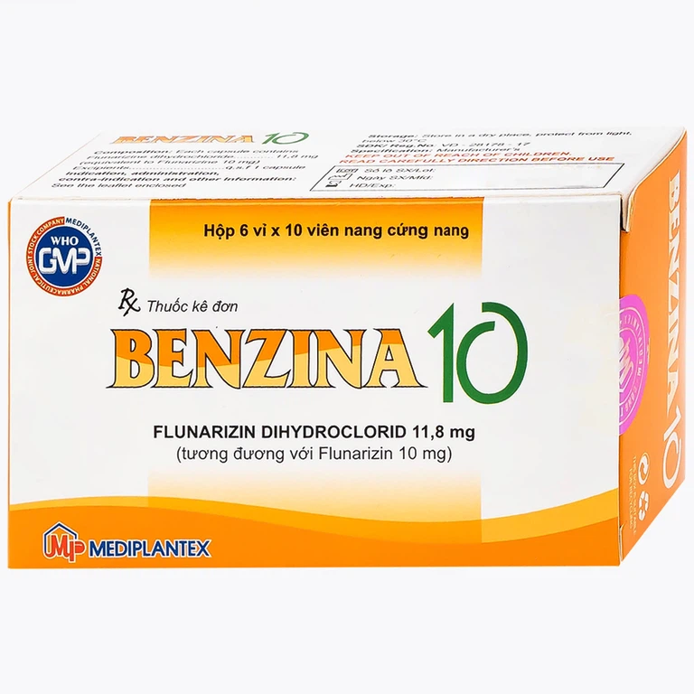 Thuốc Bezina 10 Mediplantex điều trị dự phòng cơn đau nửa đầu (6 vỉ x 10 viên)