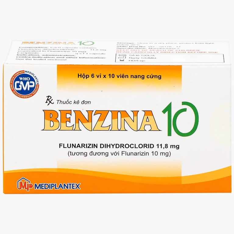 Thuốc Bezina 10 Mediplantex điều trị dự phòng cơn đau nửa đầu (6 vỉ x 10 viên)