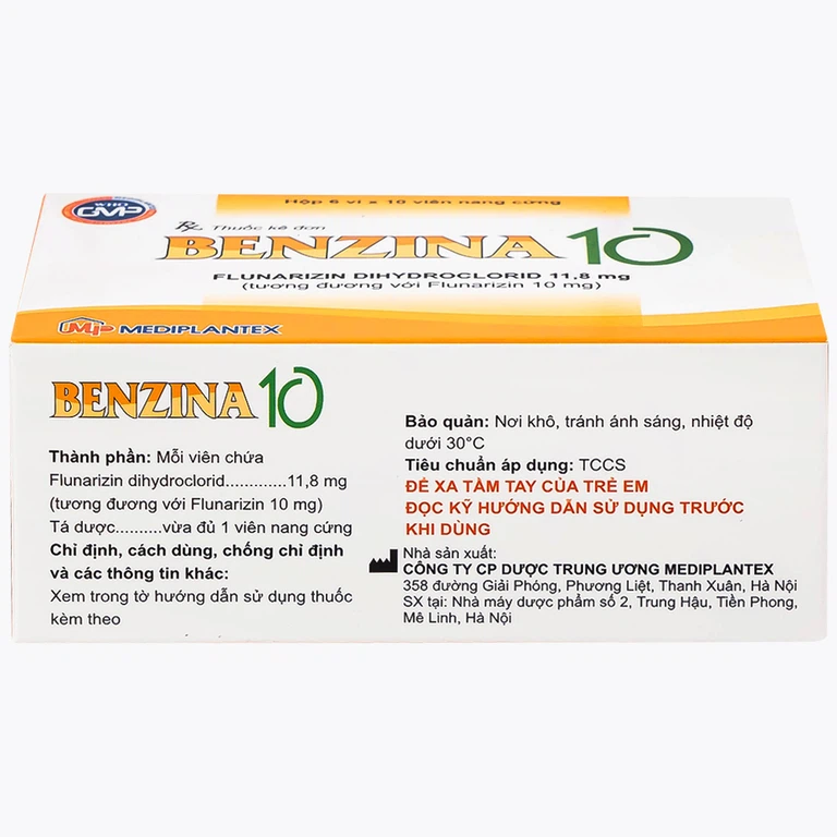 Thuốc Bezina 10 Mediplantex điều trị dự phòng cơn đau nửa đầu (6 vỉ x 10 viên)