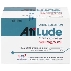 Dung dịch uống AtiLude 250mg/5ml An Thiên tiêu nhầy, rối loạn đường hô hấp (6 vỉ x 5 ống x 5ml)
