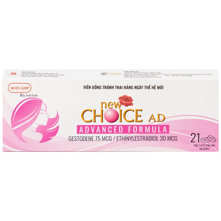 Thuốc tránh thai hàng ngày New Choice AD Advanced Formula Nam Hà (1 vỉ x 21 viên)