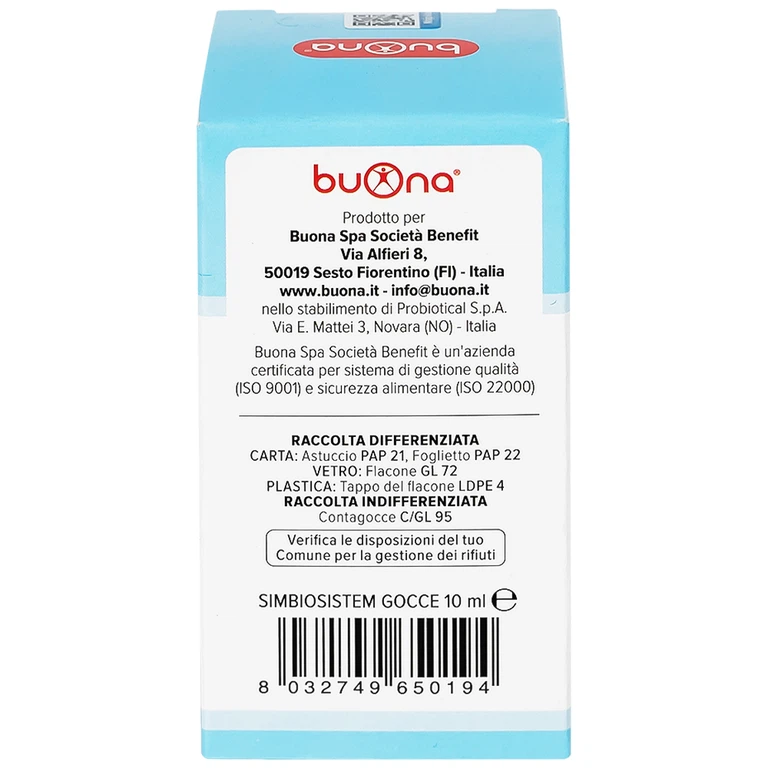 Dung dịch Simbiosistem Gocce 10ml Buona bổ sung lợi khuẩn đường ruột