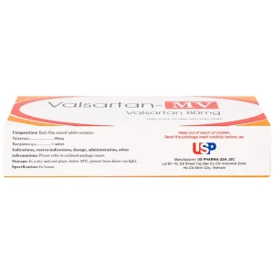 Thuốc Valsartan-MV 80mg USP điều trị bệnh tăng huyết áp và suy tim (3 vỉ x 10 viên)