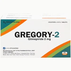 Thuốc Gregory-2 Davipharm hỗ trợ cho chế độ ăn kiêng ở bệnh tiểu đường típ 2 (6 vỉ x 10 viên)