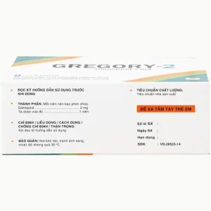 Thuốc Gregory-2 Davipharm hỗ trợ cho chế độ ăn kiêng ở bệnh tiểu đường típ 2 (6 vỉ x 10 viên)