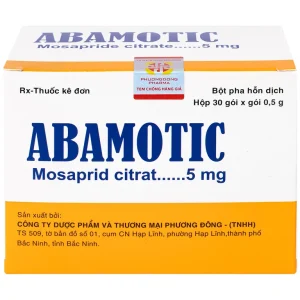 Bột pha uống Abamotic 5mg Phương Đông điều trị các triệu chứng tiêu hóa, viêm dạ dày (30 gói x 0,5g)