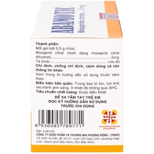 Bột pha uống Abamotic 5mg Phương Đông điều trị các triệu chứng tiêu hóa, viêm dạ dày (30 gói x 0,5g)