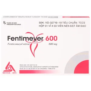 Viên đặt âm đạo Fentimeyer 600 Meyer-BPC điều trị bệnh nấm Candida sinh dục (1 vỉ x 3 viên)