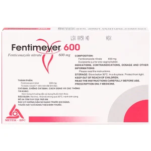 Viên đặt âm đạo Fentimeyer 600 Meyer-BPC điều trị bệnh nấm Candida sinh dục (1 vỉ x 3 viên)