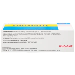 Thuốc Ornisid 500mg Reliv điều trị nhiễm amip ở ruột và gan (5 vỉ x 6 viên)