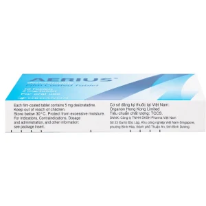 Thuốc Aerius 5mg Organon giảm viêm mũi dị ứng, mày đay (1 vỉ x 10 viên)