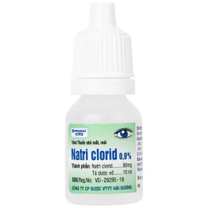 Thuốc nhỏ mắt, mũi Natri Clorid 0,9% HDPharma điều trị triệu chứng mỏi mắt, mắt đỏ, sổ mũi, nghẹt mũi (10ml)