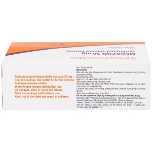 Thuốc Megazon 50mg prolonged-release tablets Pharmathen điều trị tâm thần phân liệt (3 vỉ x 10 viên)
