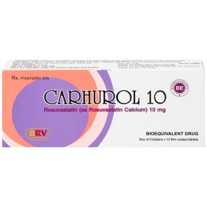 Thuốc Carhurol 10 BRV điều trị tăng cholesterol máu (3 vỉ x 10 viên)