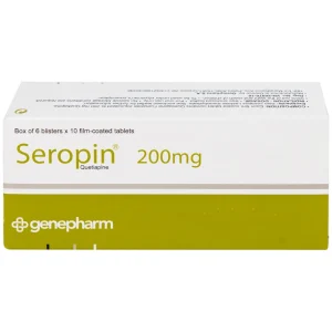 Thuốc Seropin 200mg Genepharm điều trị tâm thần phân liệt, hưng cảm lưỡng cực, trầm cảm lưỡng cực (6 vỉ x 10 viên)