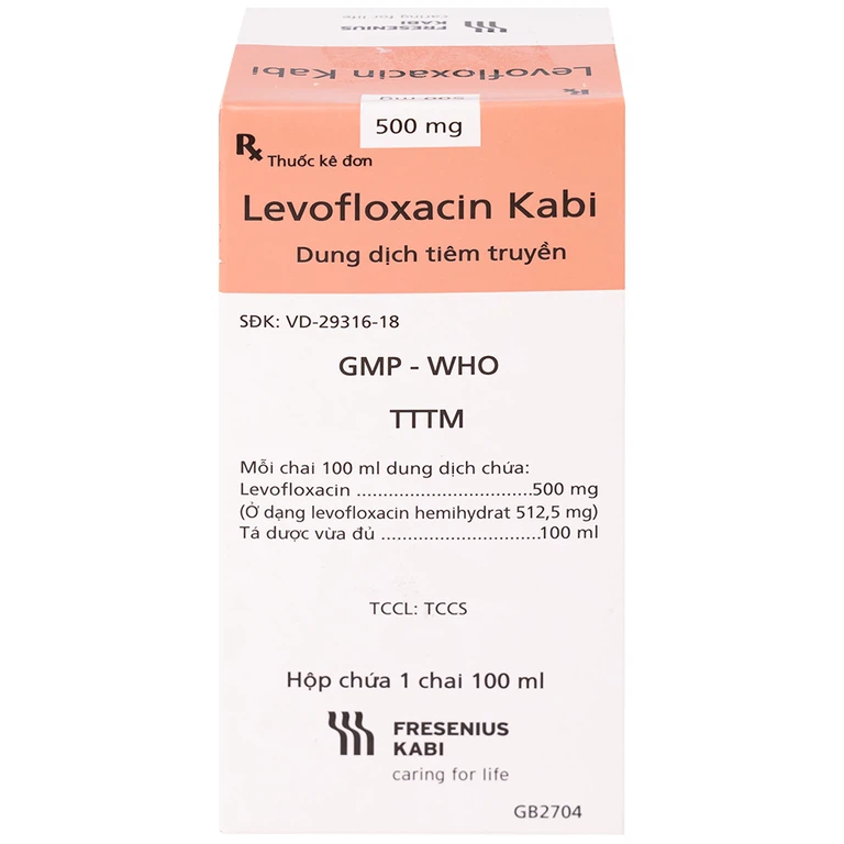 Dịch tiêm truyền Levofloxacin Kabi 100ml Fresenius Kabi điều trị nhiễm khuẩn, viêm phổi