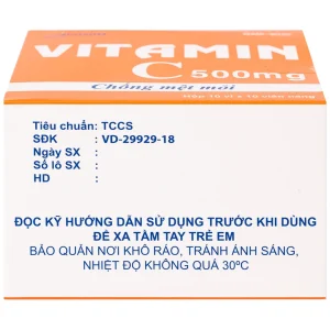 Thuốc Vitamin C 500mg SPHARM phòng và trị thiếu vitamin C (10 vỉ x 10 viên)