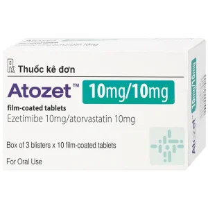 Thuốc Atozet 10mg/10mg MSD điều trị rối loạn mỡ máu, phòng ngừa các bệnh tim mạch (3 vỉ x 10 viên)