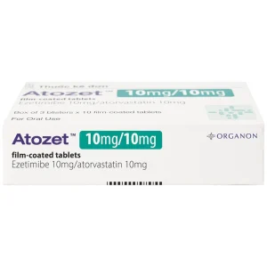 Thuốc Atozet 10mg/10mg MSD điều trị rối loạn mỡ máu, phòng ngừa các bệnh tim mạch (3 vỉ x 10 viên)