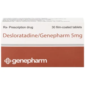 Thuốc Desloratadine 5mg Genepharm giảm các triệu chứng viêm mũi dị ứng, mày đay (2 vỉ x 15 viên)