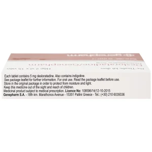 Thuốc Desloratadine 5mg Genepharm giảm các triệu chứng viêm mũi dị ứng, mày đay (2 vỉ x 15 viên)
