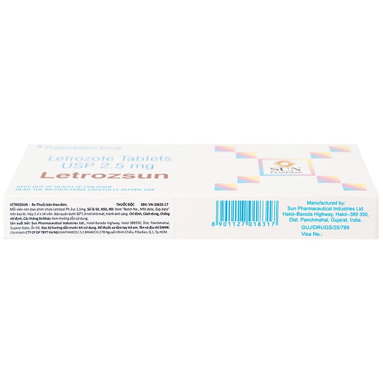 Thuốc Letrozsun 2.5mg Sun Pharma hỗ trợ điều trị ung thư vú (2 vỉ x 14 viên)