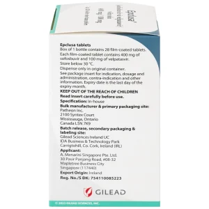 Thuốc Epclusa 400mg/100mg Gilead điều trị viêm gan C mãn tính (28 viên)