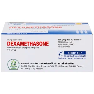 Dung dịch tiêm Dexamethasone 4mg/1ml điều trị trạng thái hen, bệnh dị ứng nặng, phản ứng sau truyền máu (50 ống)