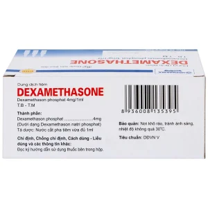 Dung dịch tiêm Dexamethasone 4mg/1ml điều trị trạng thái hen, bệnh dị ứng nặng, phản ứng sau truyền máu (50 ống)