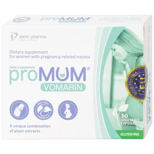 Viên uống proMUM Vomarin hỗ trợ giảm buồn nôn cho phụ nữ mang thai, tăng tiết sữa mẹ (2 vỉ x 15 viên)