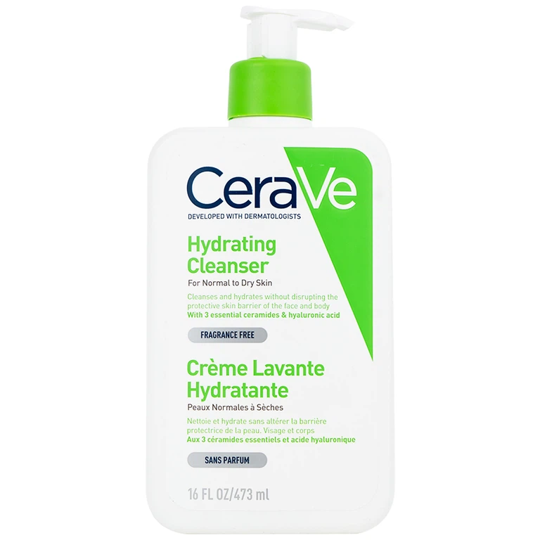 Sữa rửa mặt làm sạch sâu Cerave Developed With Dermatologists Hydrating Cleanser 473ml dành cho da thường, da khô