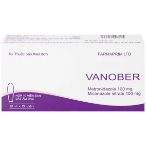 Viên đặt âm đạo Vanober Farmaprim điều trị viêm âm đạo khí hư, ngứa rát (2 vỉ x 5 viên)