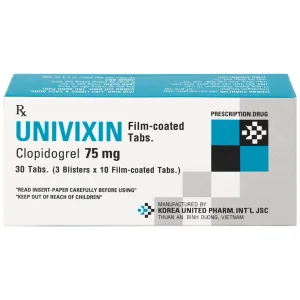 Thuốc Univixin Clopidogrel 75mg Korea United giảm các biến cố do xơ vữa động mạch (3 vỉ x 10 viên)