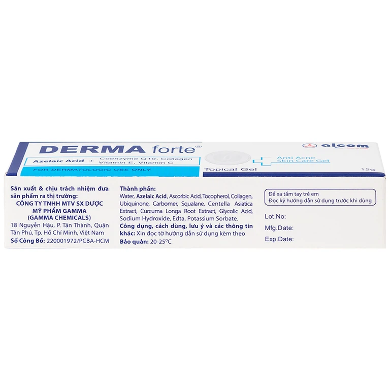 Gel Derma Forte Gamma hỗ trợ làm mờ sẹo, ngừa vết thâm, ngừa tái phát mụn, sạch bã nhờn trên da (15g)
