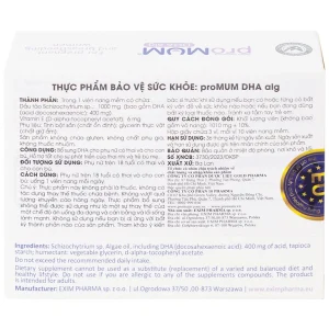 Viên uống proMUM DHA Alg bổ sung DHA cho phụ nữ có thai và cho con bú (3 vỉ x 10 viên)